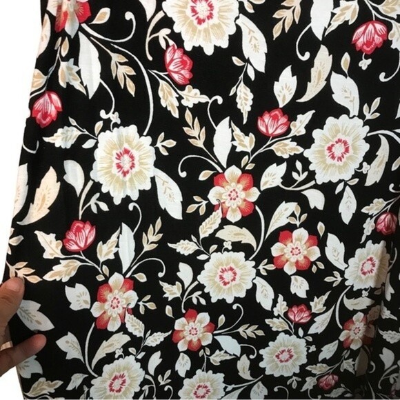 J Jill women’s sleeveless tank dress midi length size small tall black floral - Picture 4 of 11